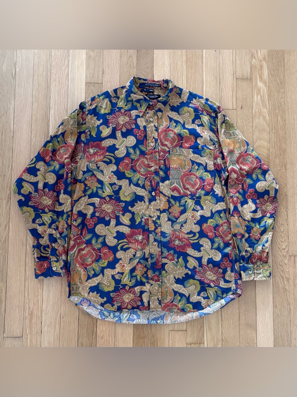 Vintage Christian Dior Monsieur 90s Tapestry Shirt Medium Paisley Floral Grail
